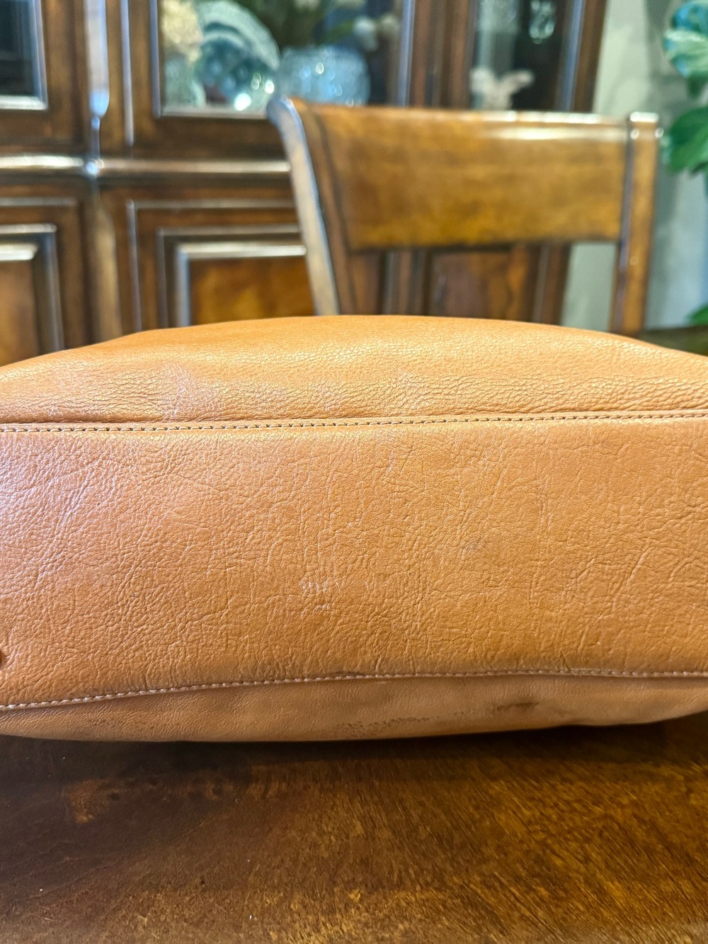 Tory Burch Cognac Leather Logo Tote - Picture 15 of 16